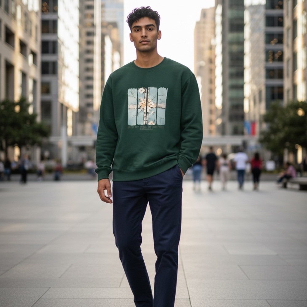 Stylish Green Graphic Crewneck Sweatshirt